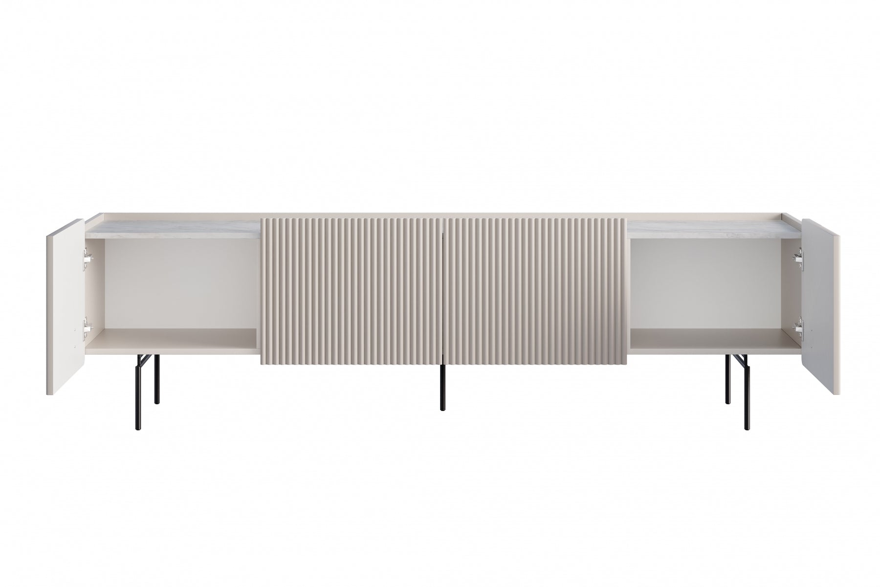 Mobile TV 2 ante 2 cassetti con piede in metallo cashmere Miami 200x57 cm