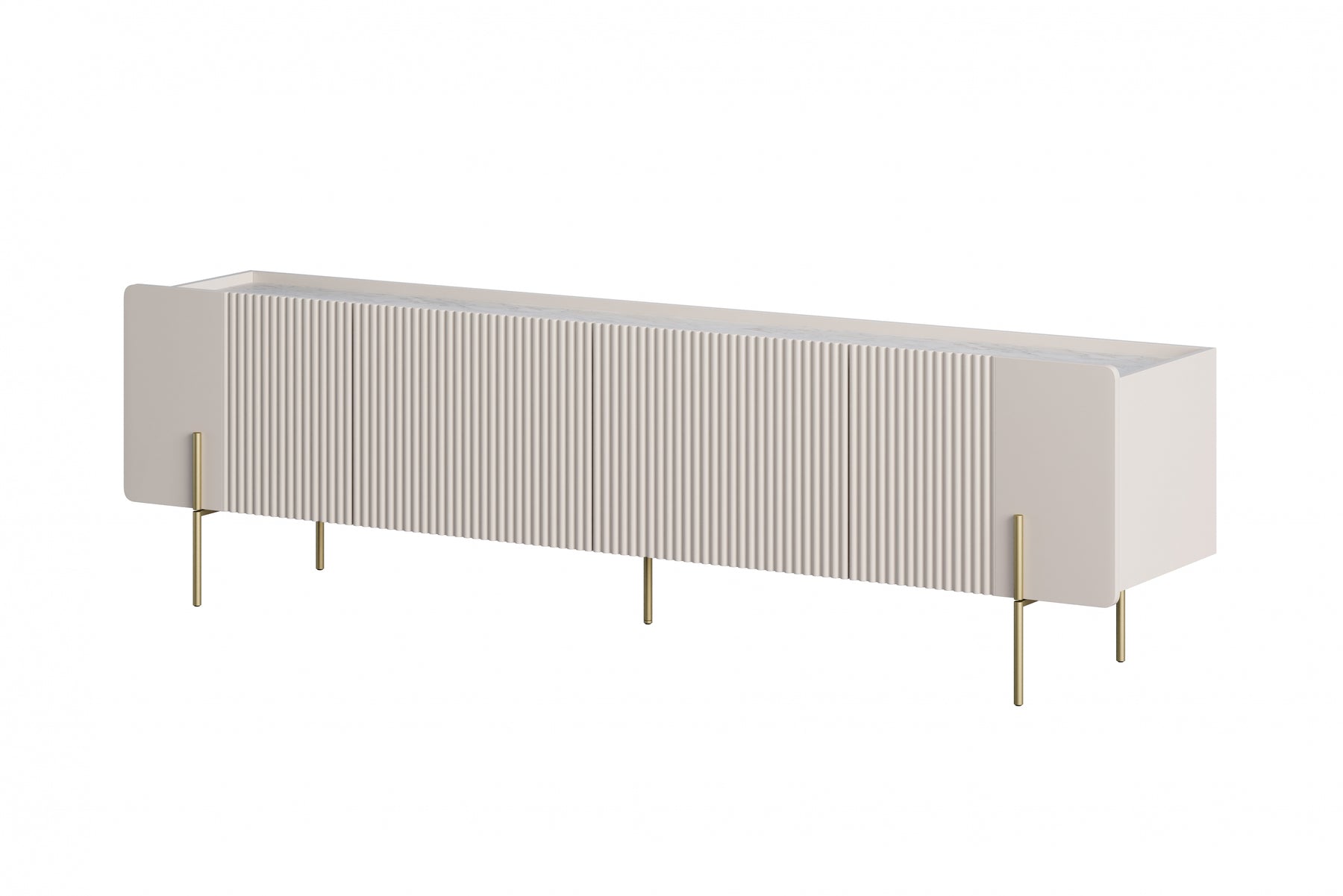 Mobile TV 2 ante 2 cassetti con piede in metallo cashmere Miami 200x57 cm
