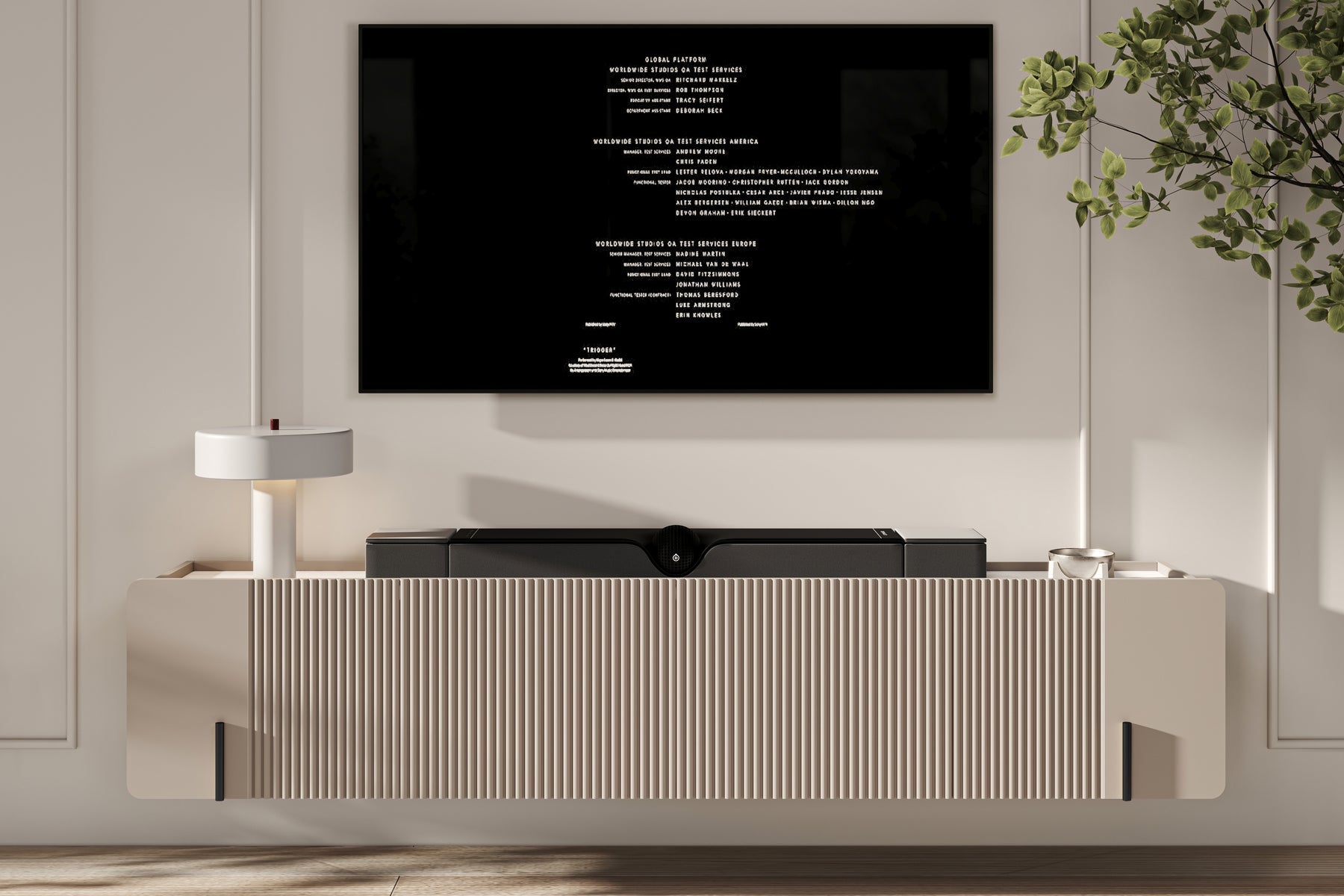 Mobile TV 2 ante 2 cassetti sospeso cashmere Miami 200x40 cm