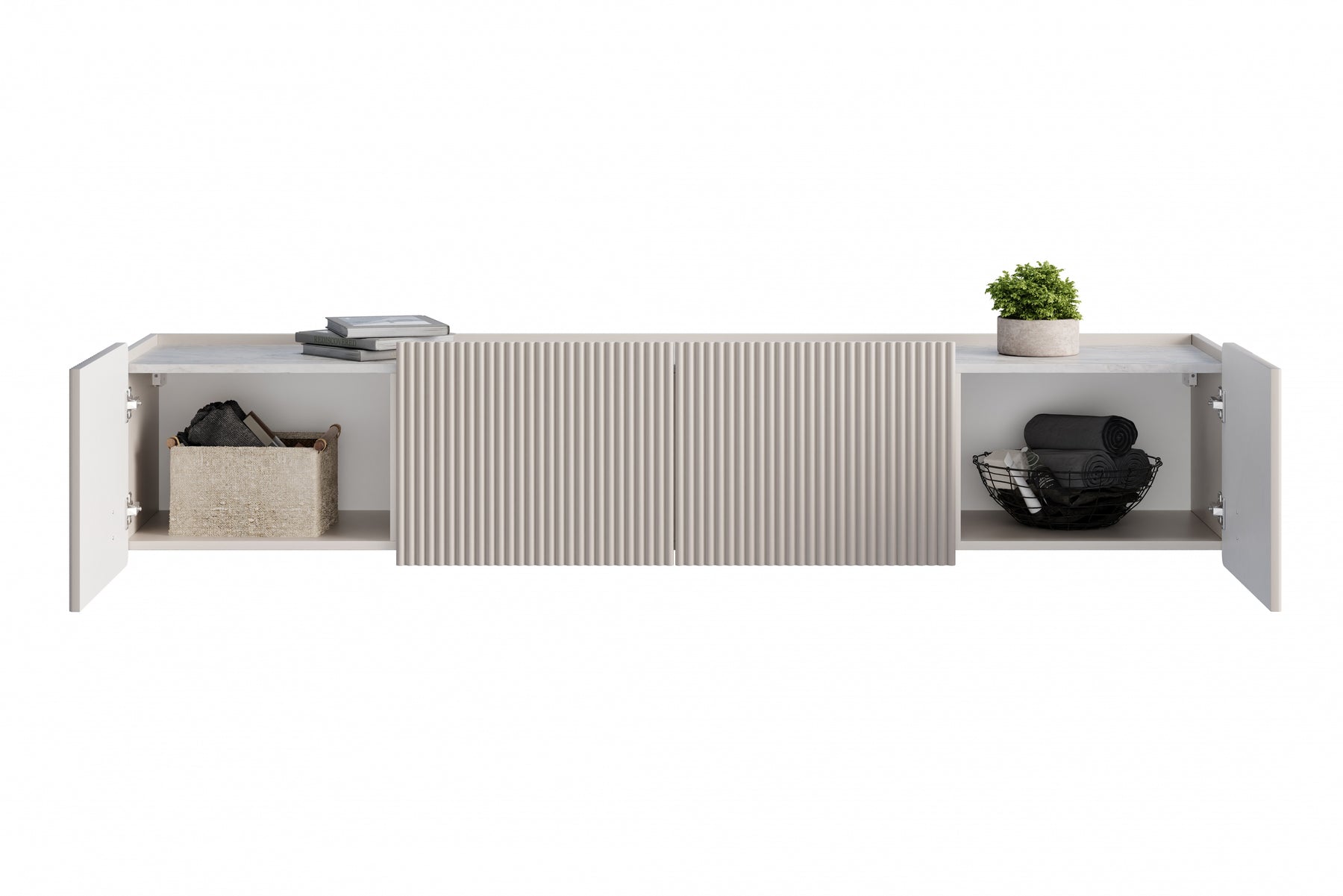 Mobile TV 2 ante 2 cassetti sospeso cashmere Miami 200x40 cm
