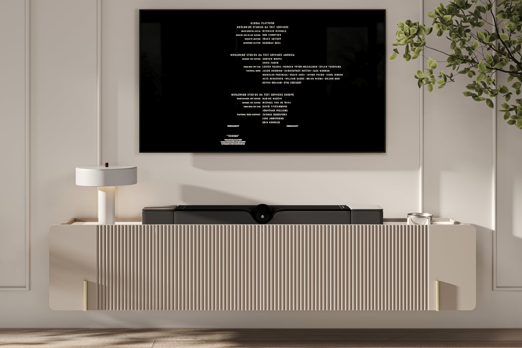 Mobile TV 2 ante 2 cassetti sospeso cashmere Miami 200x40 cm