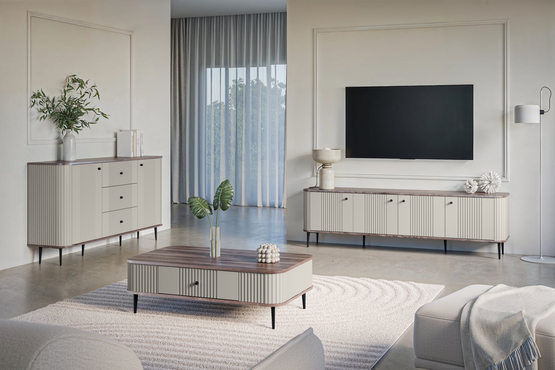 Mobile TV 4 ante con piede in metallo Liberty 187x51 cm