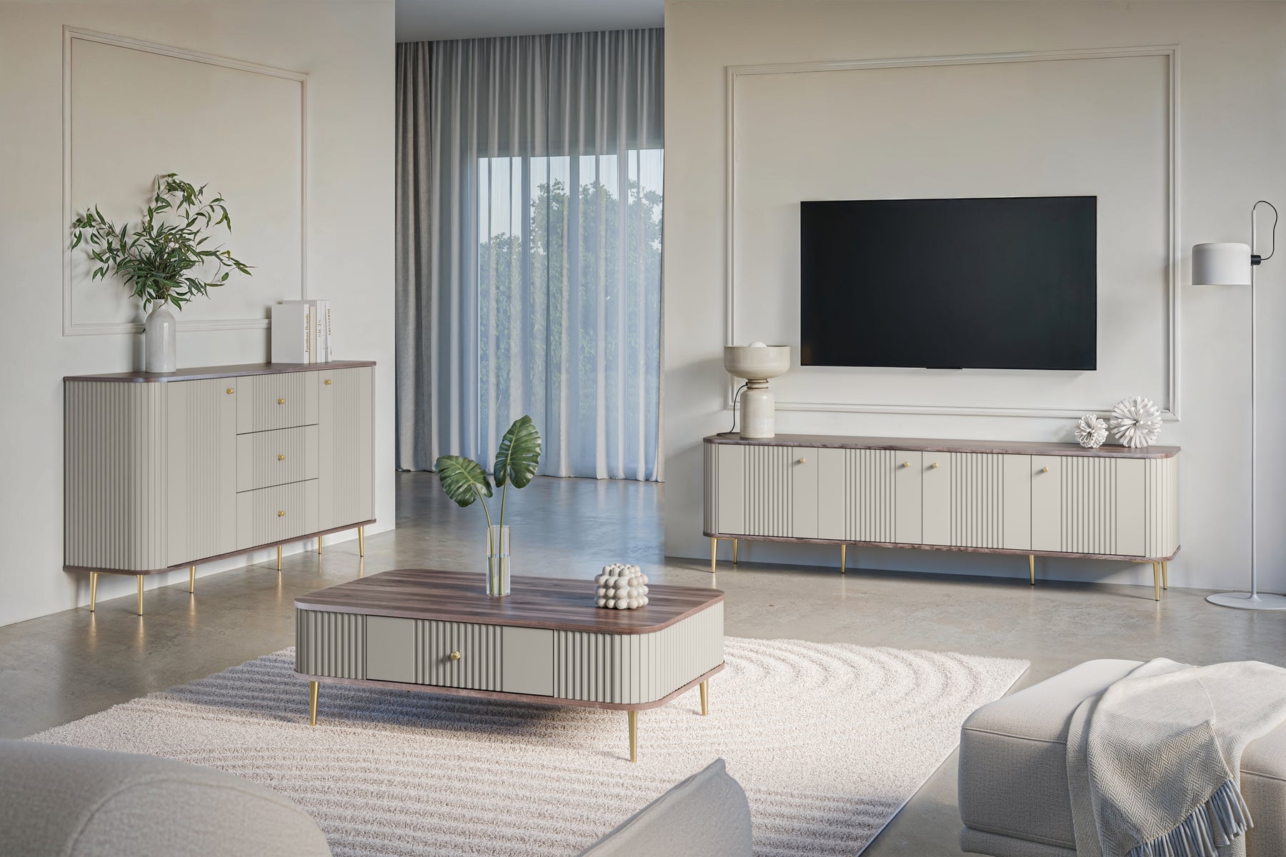 Mobile TV 4 ante con piede in metallo Liberty 187x51 cm