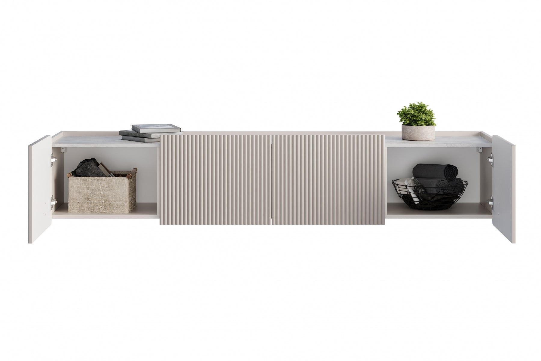 Mobile TV 2 ante 2 cassetti sospeso cashmere Miami 200x40 cm