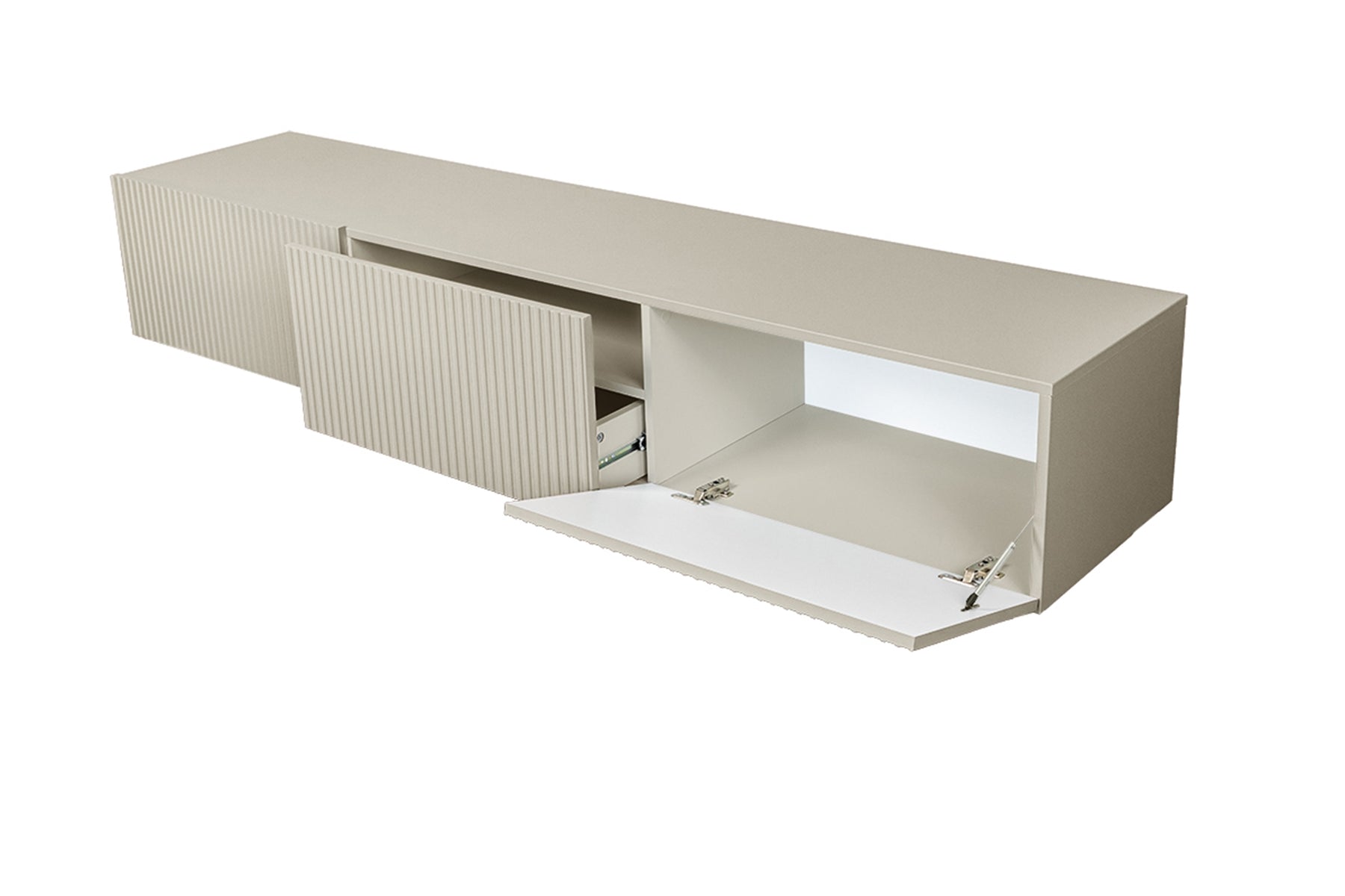 Mobile TV sospeso con 2 ante a ribalta 1 cassetto Nicole 200x45 cm