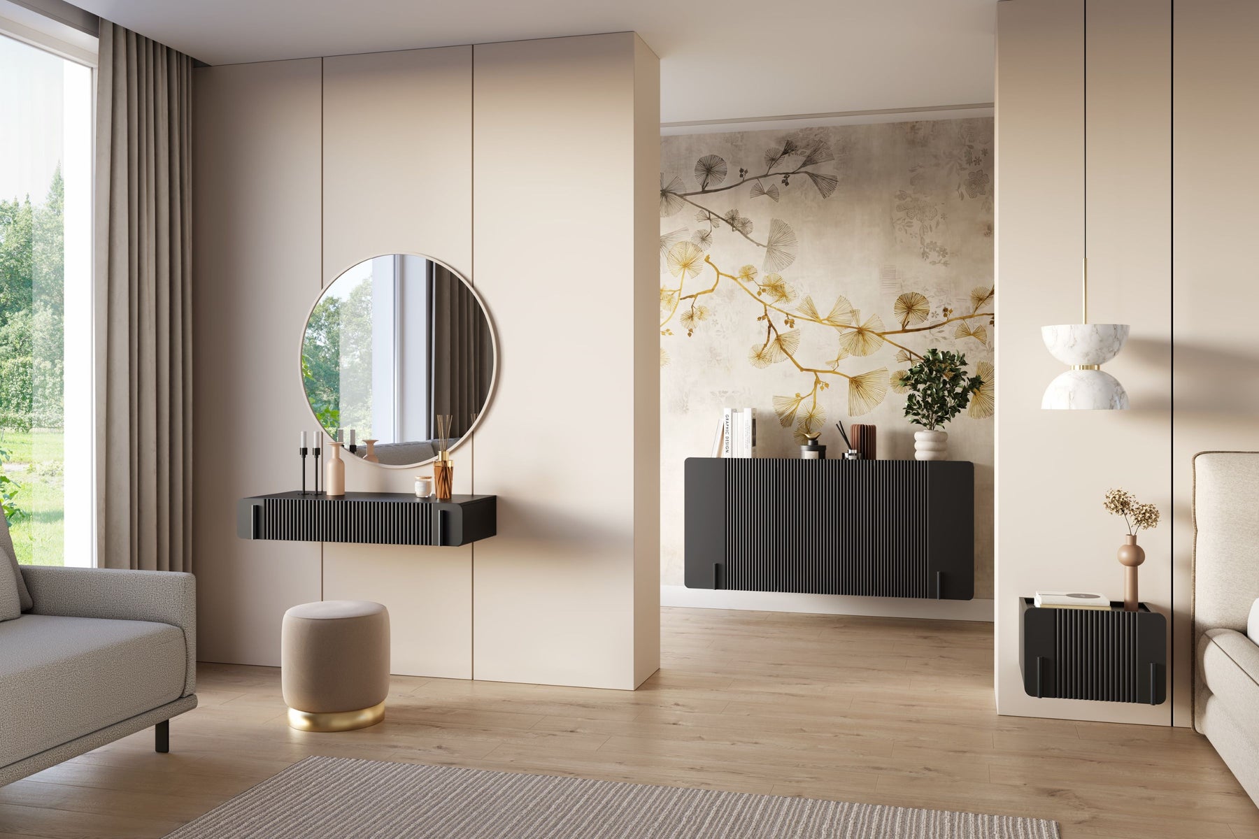 Consolle sospesa 2 cassetti Miami 100x17 cm