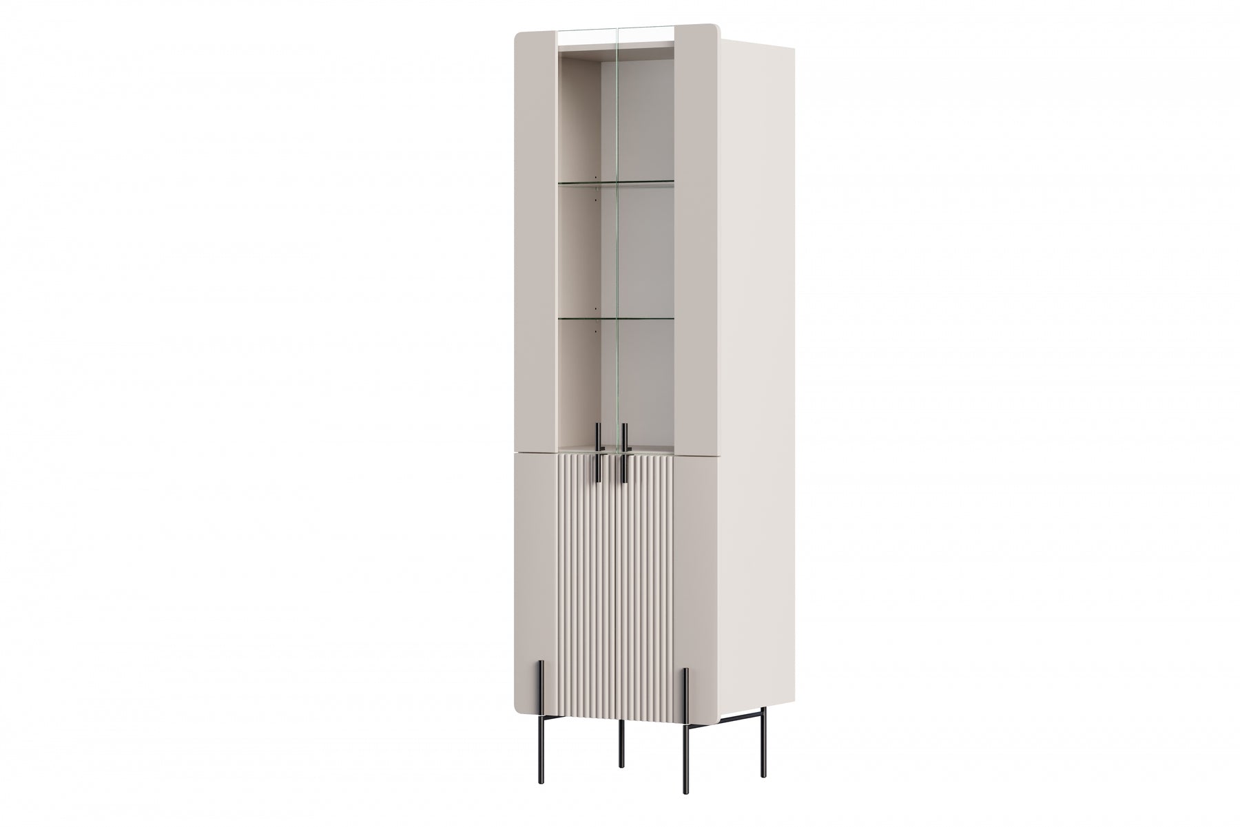 Vetrina 4 ante con piede in metallo cashmere Miami 60x190 cm