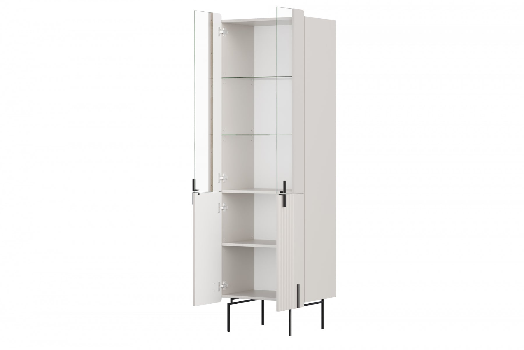 Vetrina 4 ante con piede in metallo cashmere Miami 60x190 cm