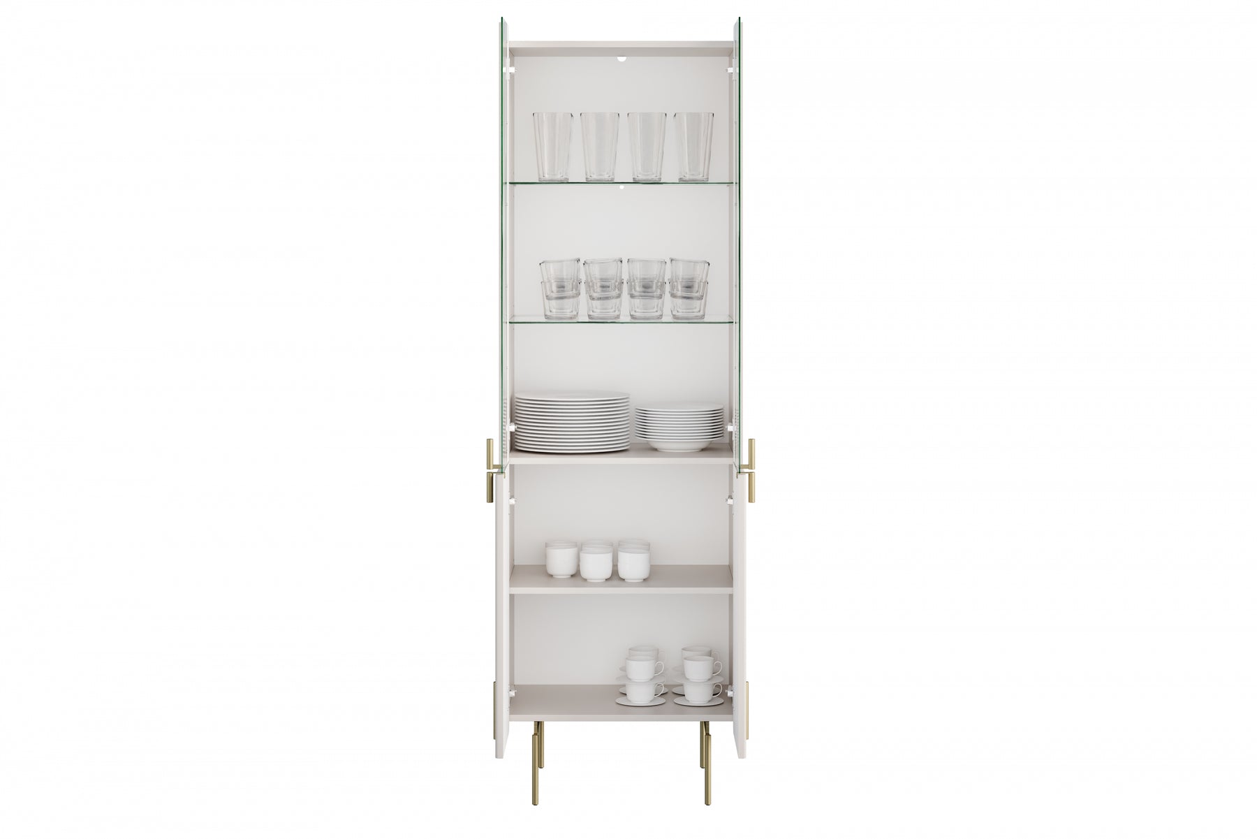 Vetrina 4 ante con piede in metallo cashmere Miami 60x190 cm