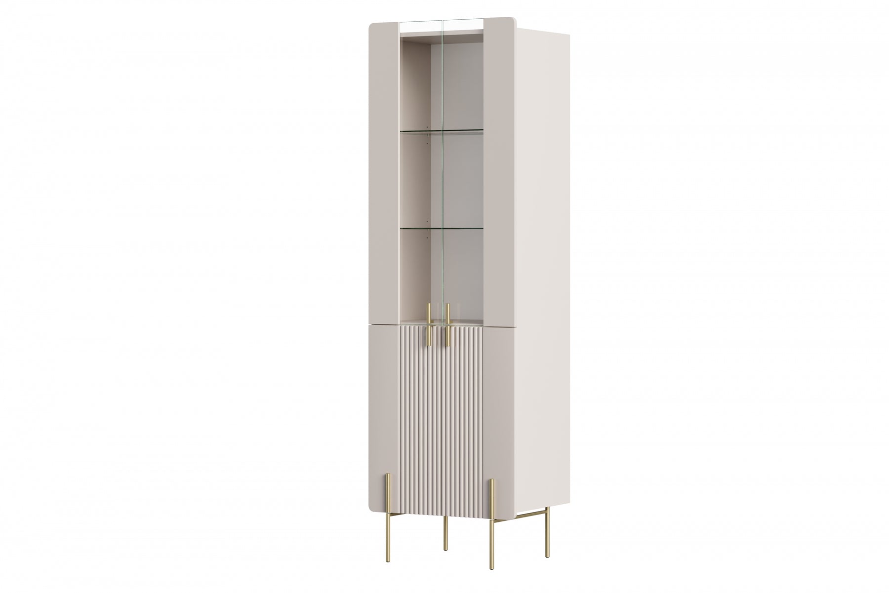Vetrina 4 ante con piede in metallo cashmere Miami 60x190 cm