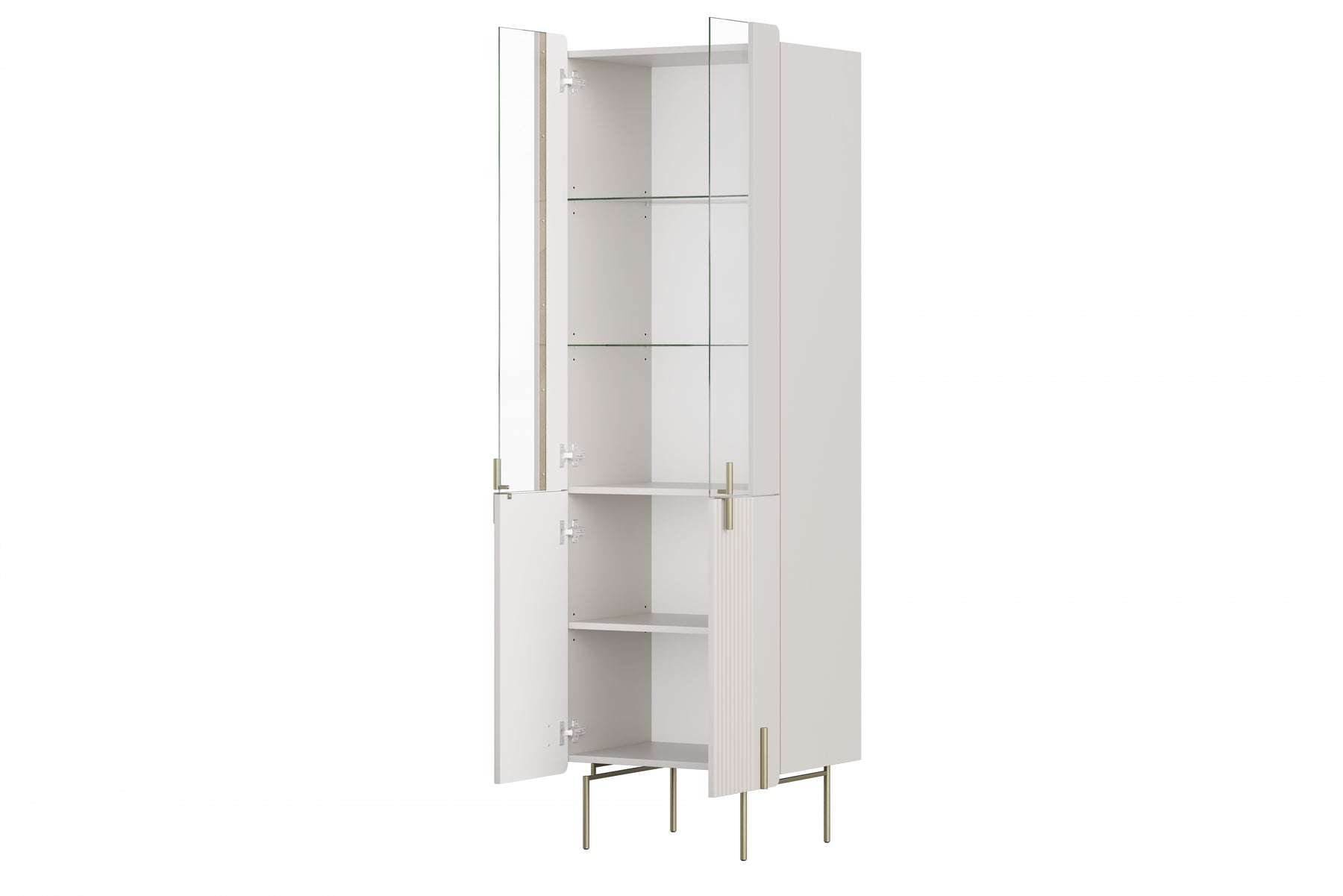 Vetrina 4 ante con piede in metallo cashmere Miami 60x190 cm