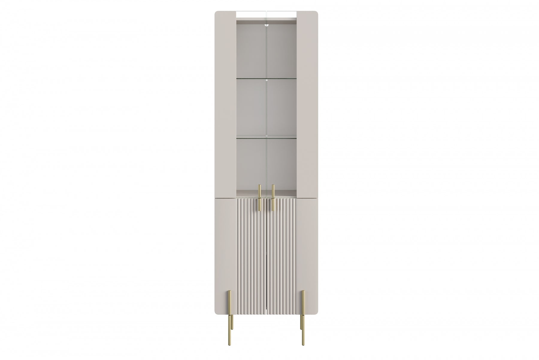 Vetrina 4 ante con piede in metallo cashmere Miami 60x190 cm