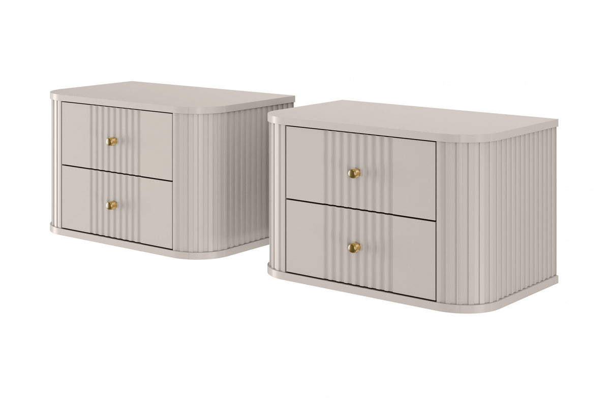 Set di 2 comodini sospesi 2 cassetti Liberty 56x36 cm