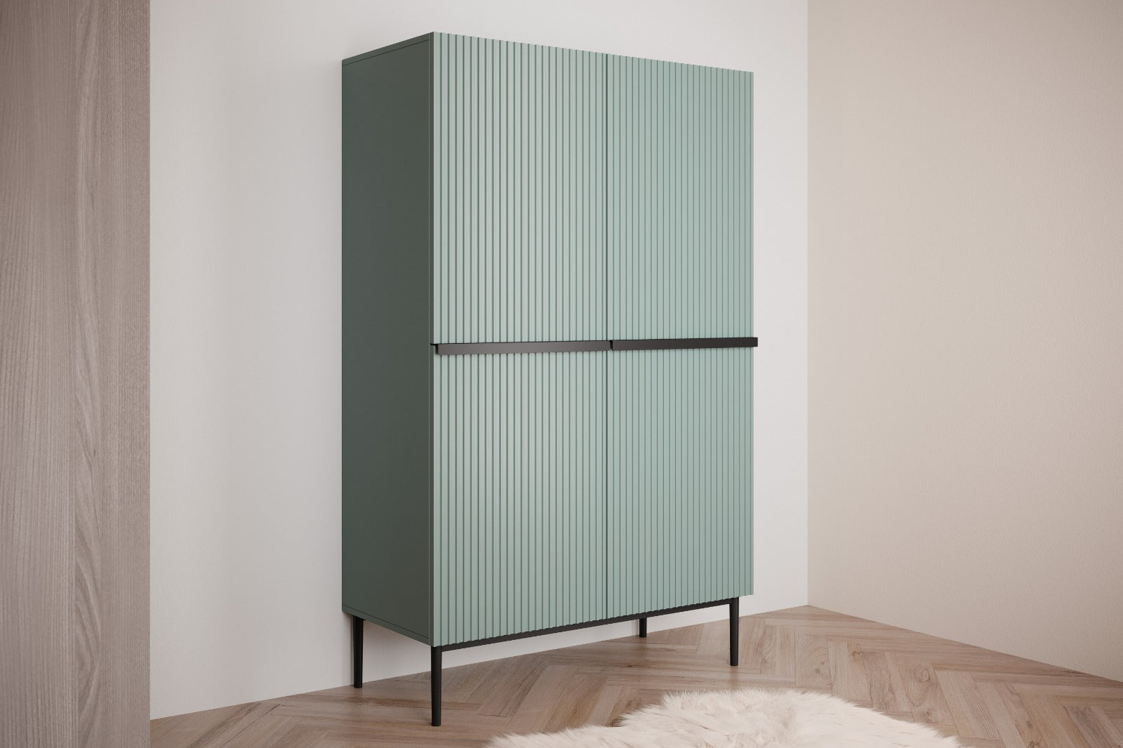 Credenza 2 ante con piede in metallo nero Nicole 100x160 cm
