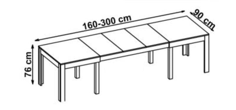 Tavolo allungabile per 6/10 persone Sven 160/300x90 cm