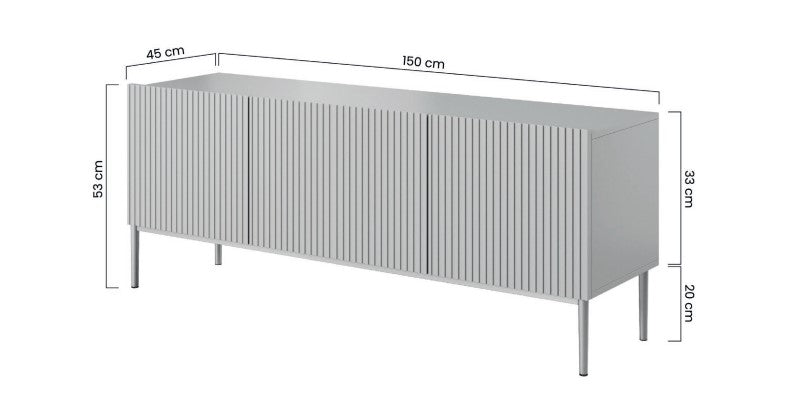 Mobile TV cachemire 2 ante a ribalta 1 cassetto con piede in metallo oro Nicole 150 x 45 cm