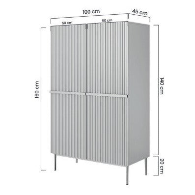 Credenza 2 ante con piede in metallo oro Nicole 100 x 160 cm