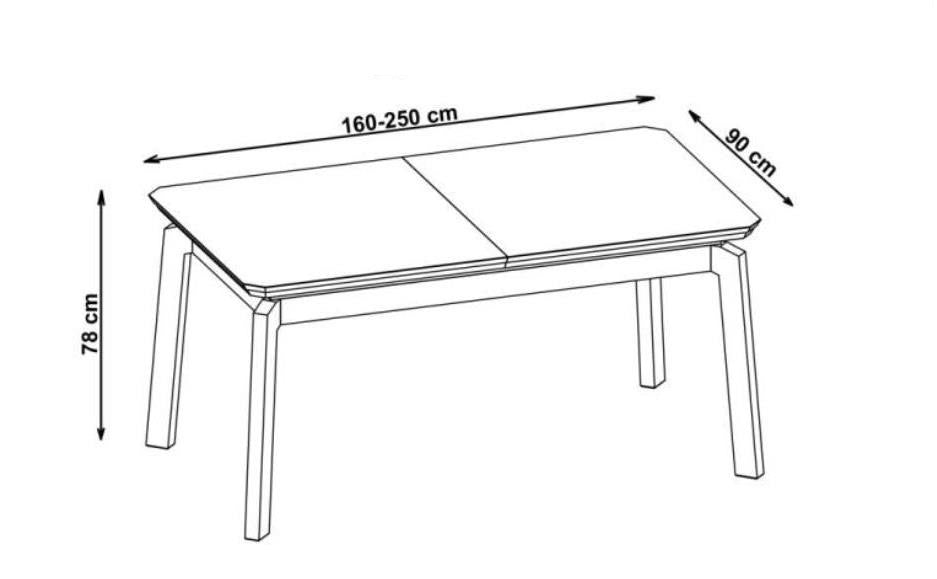 Tavolo allungabile in legno impiallacciato rovere con gambe in legno massello Rois 160x90 cm - allungabile fino a 250 cm