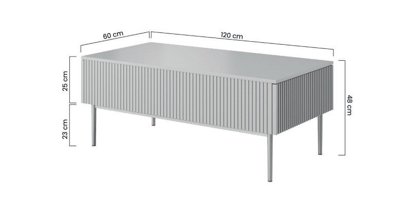 Tavolino Nicole 2 cassetti 120x60 cm piede in metallo nero