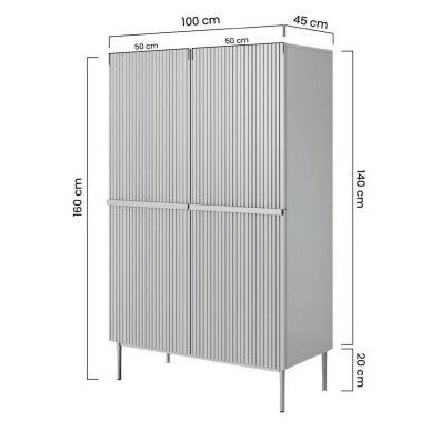Credenza cashmere 2 ante con piede in metallo oro Nicole 100 x 160 cm