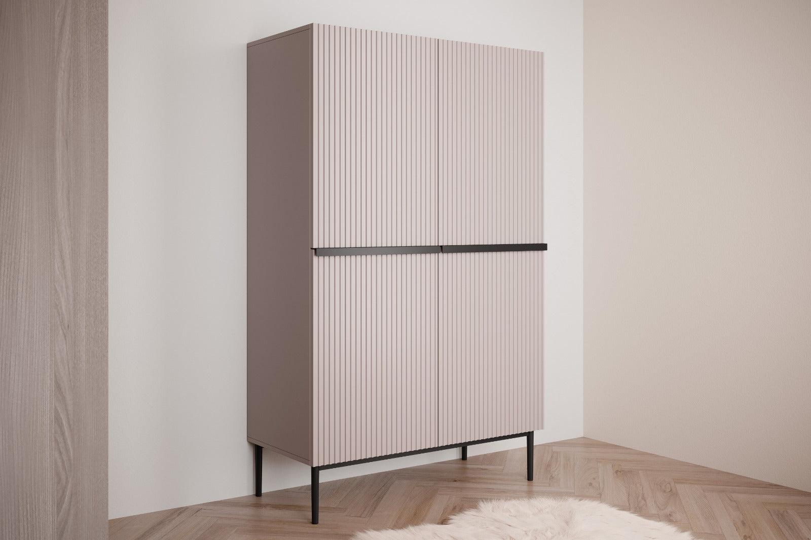 Credenza 2 ante con piede in metallo nero Nicole 100x160 cm