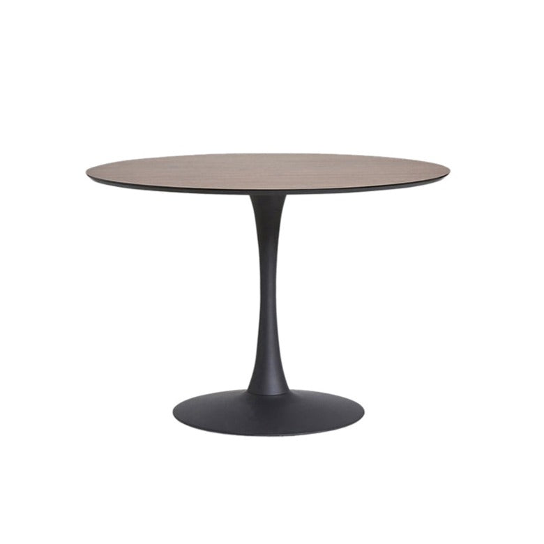 Tavolo nero con piano top noce - Teiro Ø 110