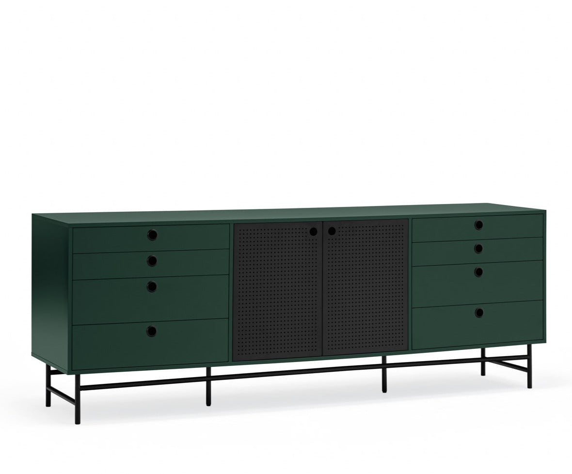 Madia 8 cassetti 2 ante verde Punto di Teulat 212x77 cm