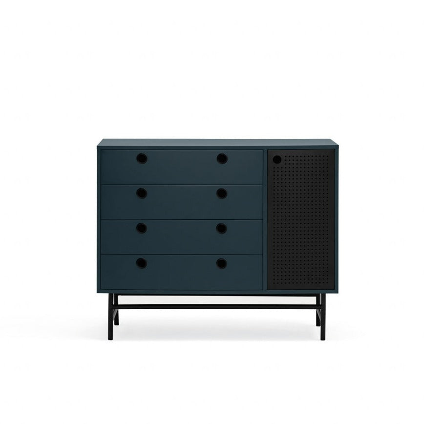Cassettiera blu 4 cassetti e 1 anta - Punto di Teulat 97x45 cm
