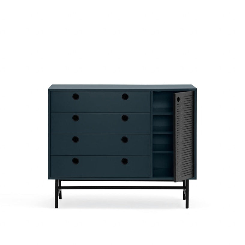 Cassettiera blu 4 cassetti e 1 anta - Punto di Teulat 97x45 cm