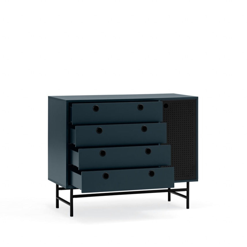 Cassettiera blu 4 cassetti e 1 anta - Punto di Teulat 97x45 cm