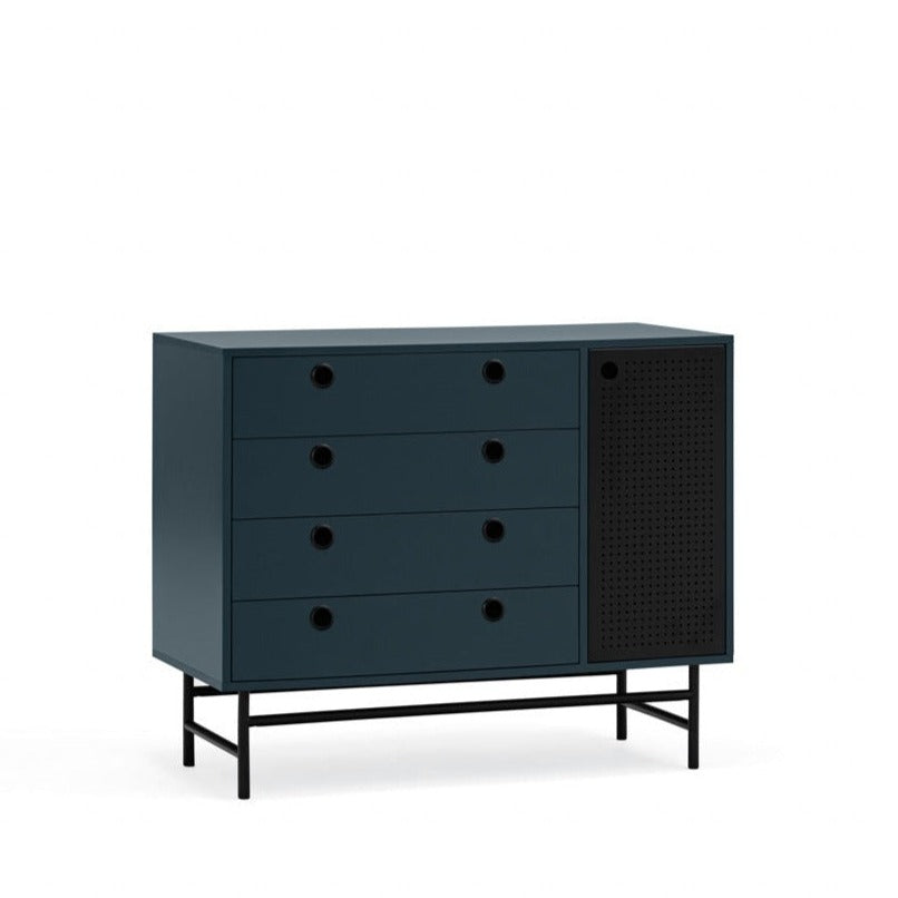 Cassettiera blu 4 cassetti e 1 anta - Punto di Teulat 97x45 cm