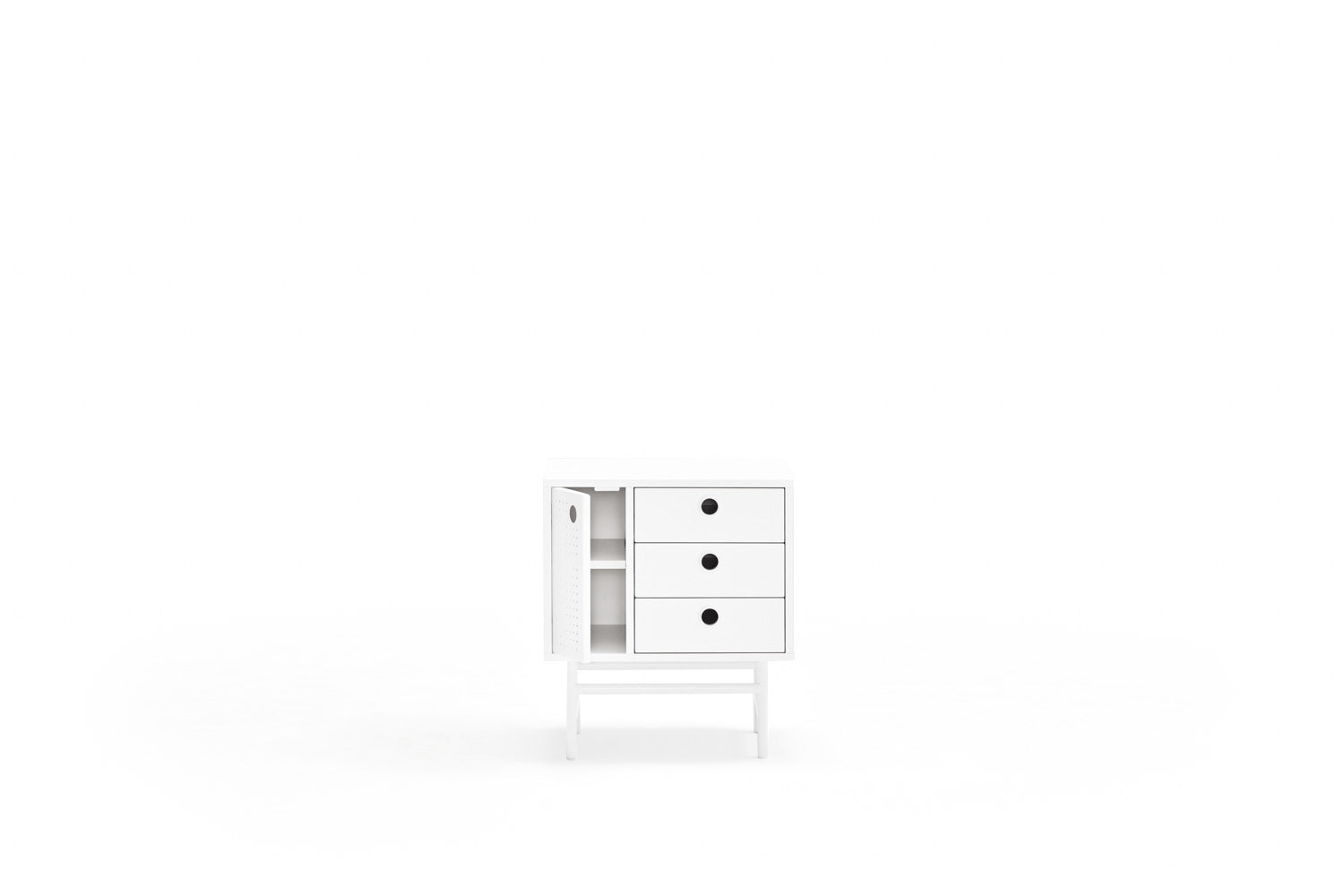 Comodino bianco 3 cassetti 1 anta - Punto di Teulat 48x35 cm