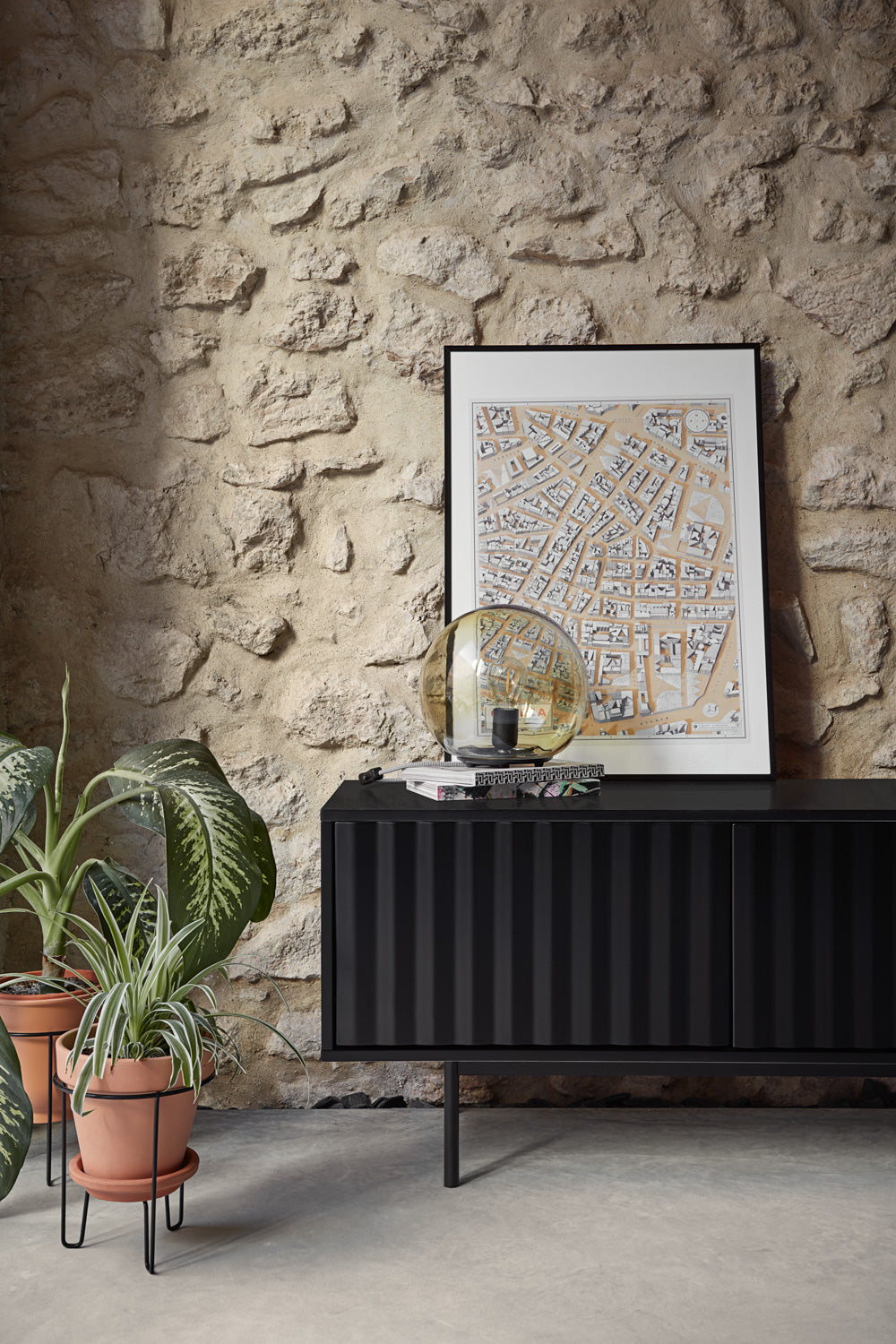 Mobile TV nero Sierra di Teulat 180x40 cm