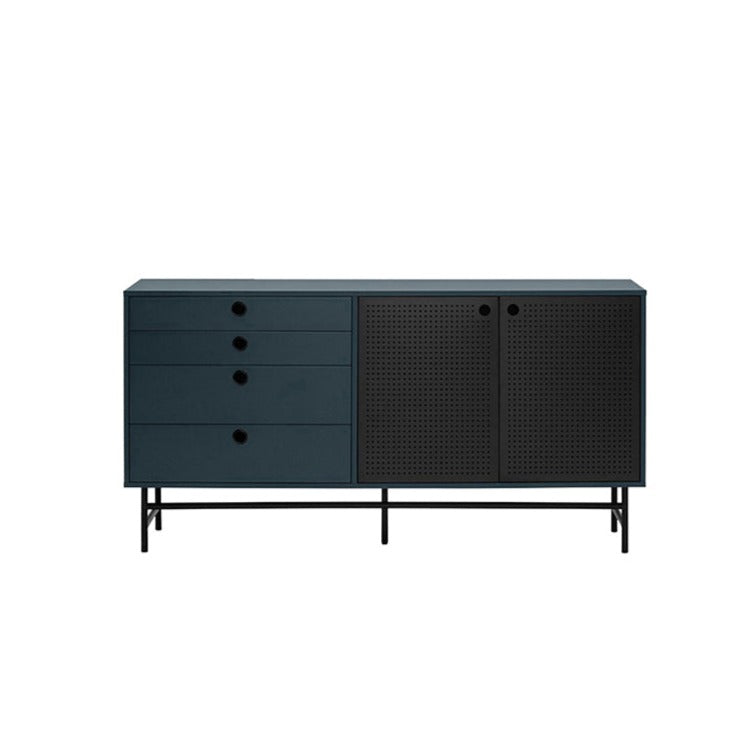 Madia 4 cassetti 2 ante blu Punto di Teulat 150x47 cm
