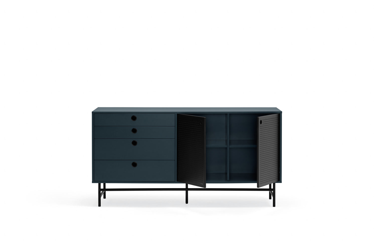 Madia 4 cassetti 2 ante blu Punto di Teulat 150x47 cm