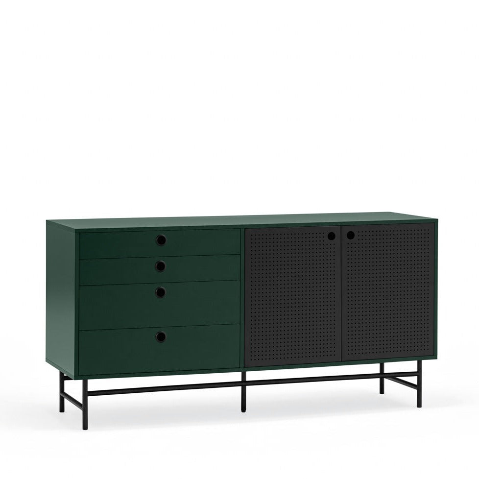 Madia 4 cassetti 2 ante verde Punto di Teulat 150x47 cm