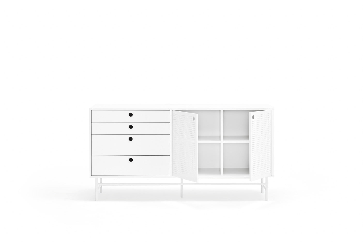 Madia 4 cassetti 2 ante bianco Punto di Teulat 150x47 cm