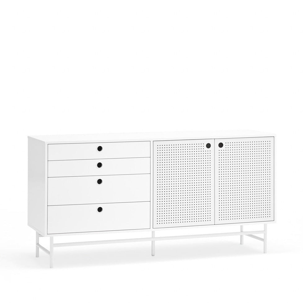 Madia 4 cassetti 2 ante bianco Punto di Teulat 150x47 cm