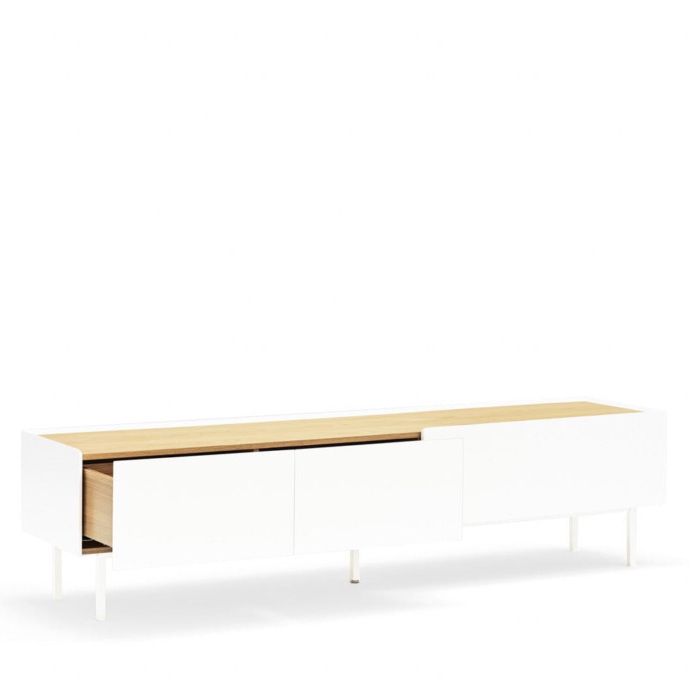 Mobile TV 2 cassetti anta ribalta bianco Arista di Teulat 180x40 cm