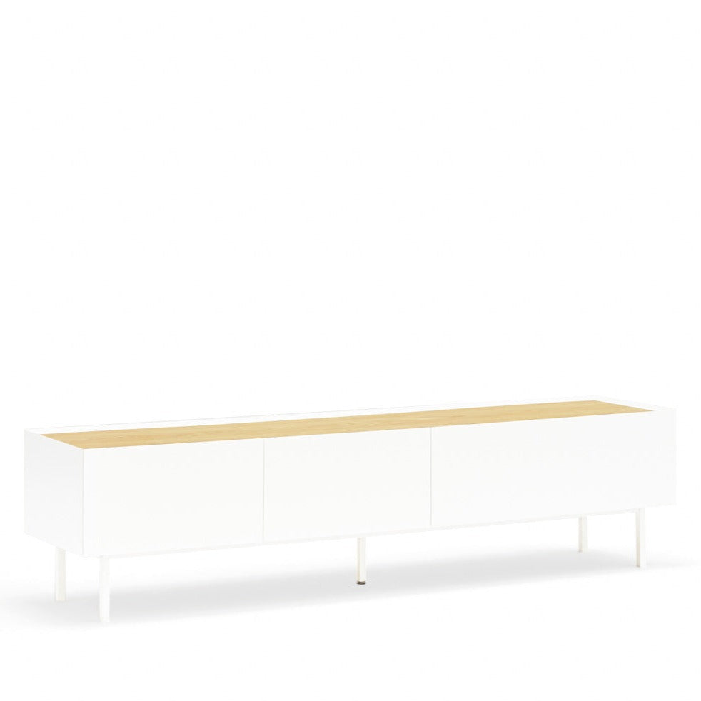 Mobile TV 2 cassetti anta ribalta bianco Arista di Teulat 180x40 cm