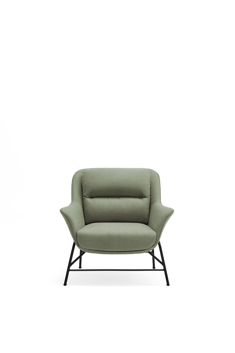 Poltrona moderna con braccioli in tessuto verde Sadira
