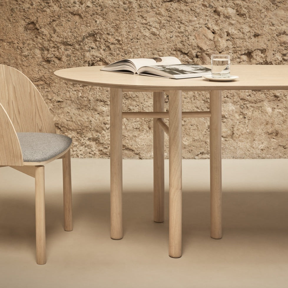 Set 2 sedie in frassino naturale e seduta grigio chiaro Dam 50x78 h45 cm