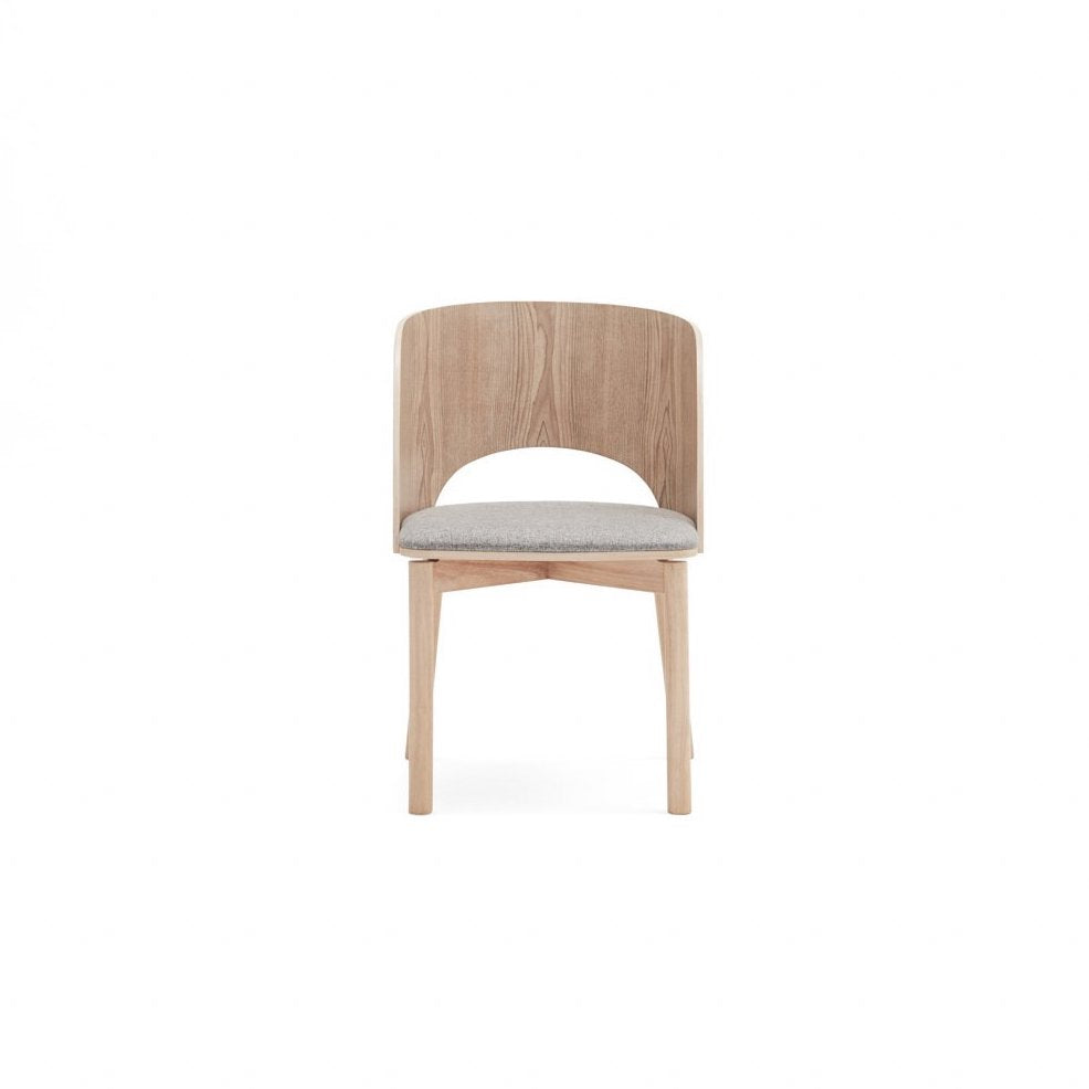 Set 2 sedie in frassino naturale e seduta grigio chiaro Dam 50x78 h45 cm