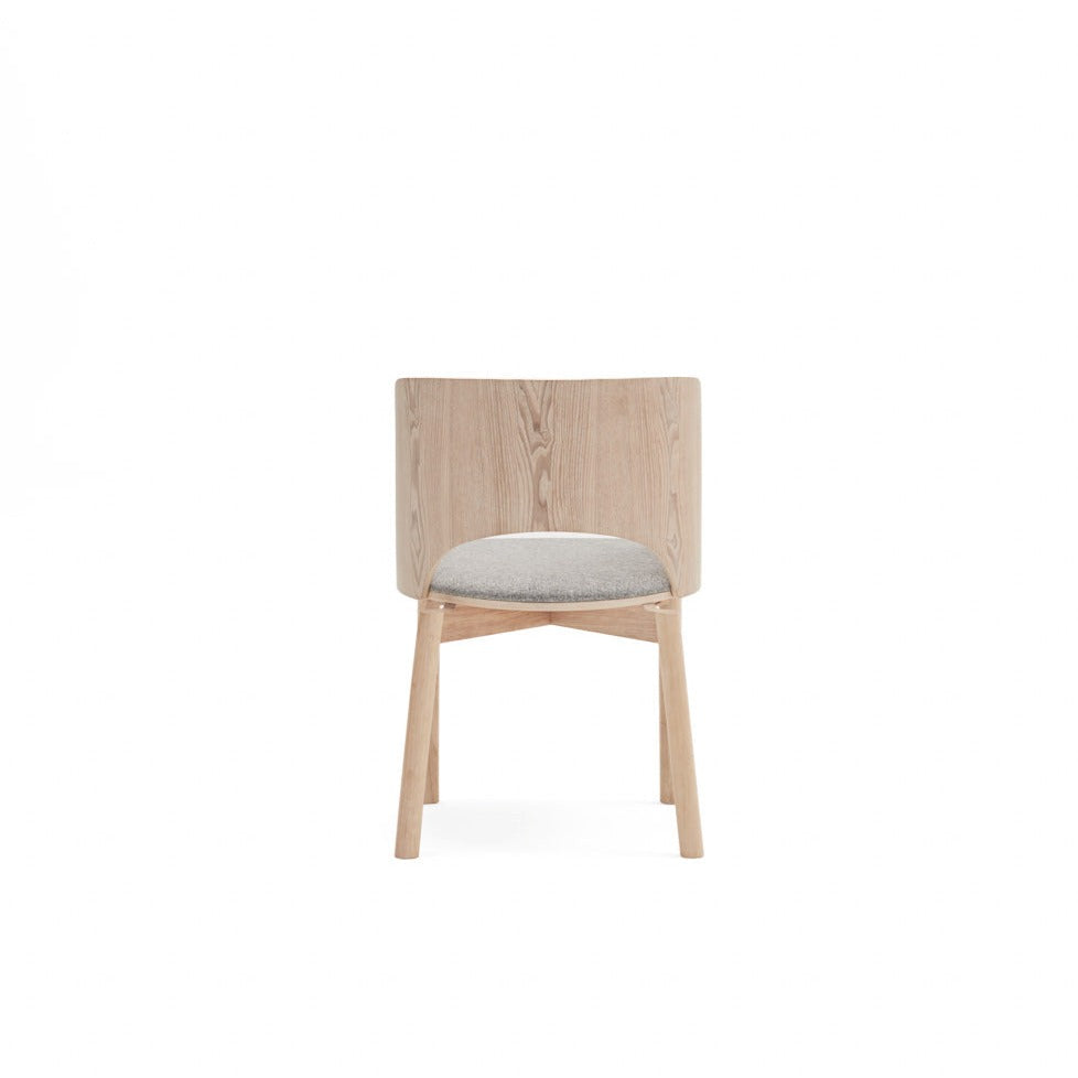 Set 2 sedie in frassino naturale e seduta grigio chiaro Dam 50x78 h45 cm