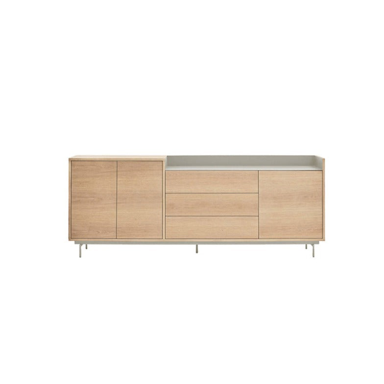 Madia rovere/grigio 3 ante 3 cassetti chiaro Valley di Teulat 200x45 cm