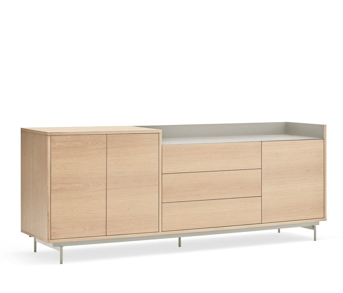 Madia rovere/grigio 3 ante 3 cassetti chiaro Valley di Teulat 200x45 cm