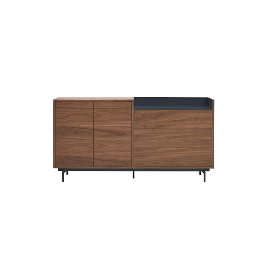 Madia 3 cassetti 2 ante noce/blu Valley di Teulat 150x45 cm
