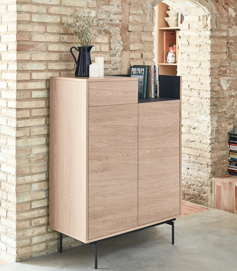 Credenza rovere/blu 2 ante Valley di Teulat 92x130 cm