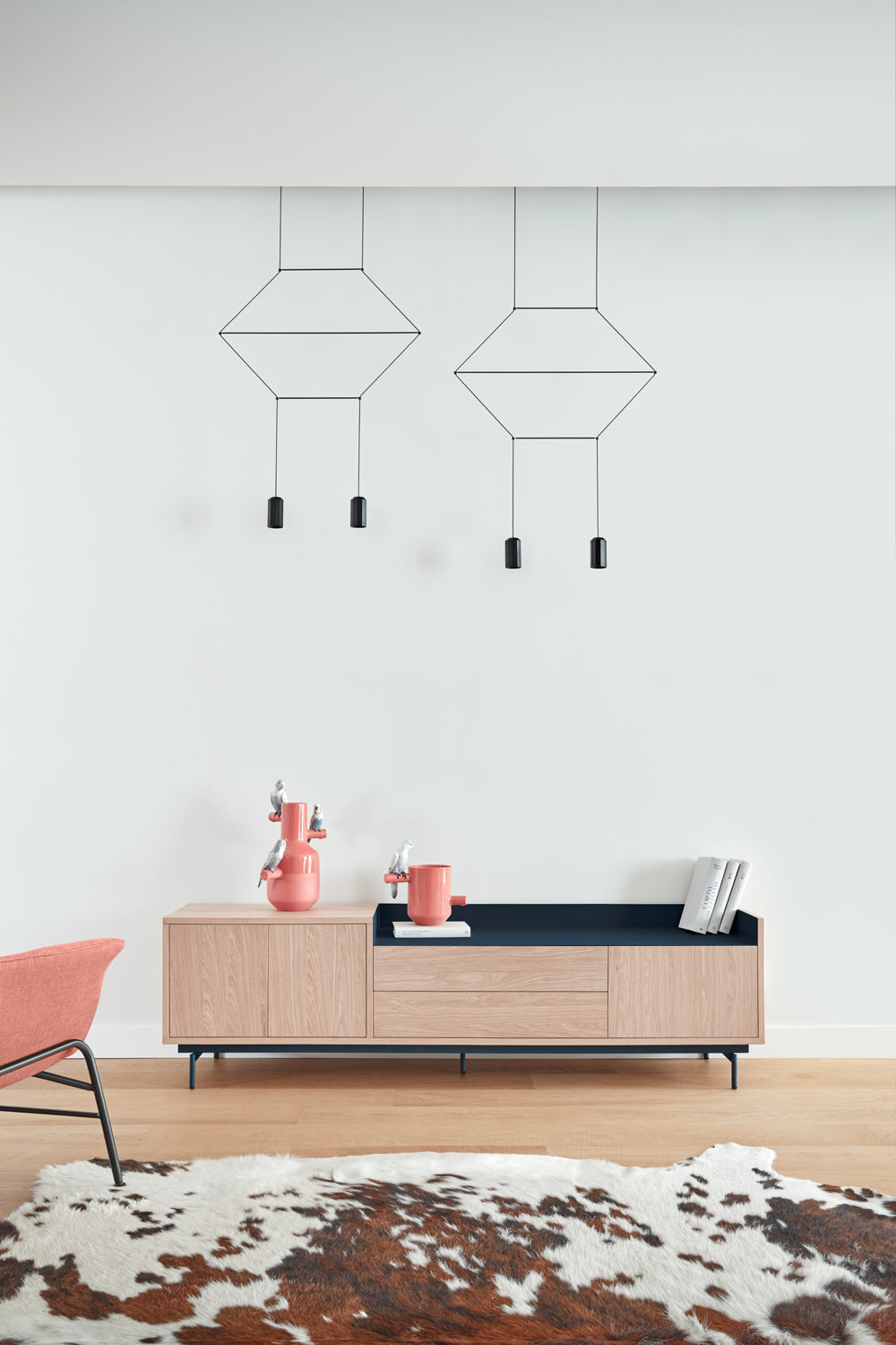 Mobile TV rovere/blu Valley di Teulat 180x40 cm