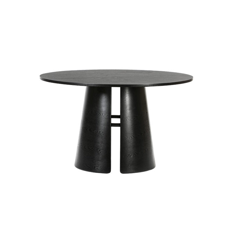 Tavolo tondo 4 posti in legno laccato nero Cep di Teulat Ø137 h75 cm